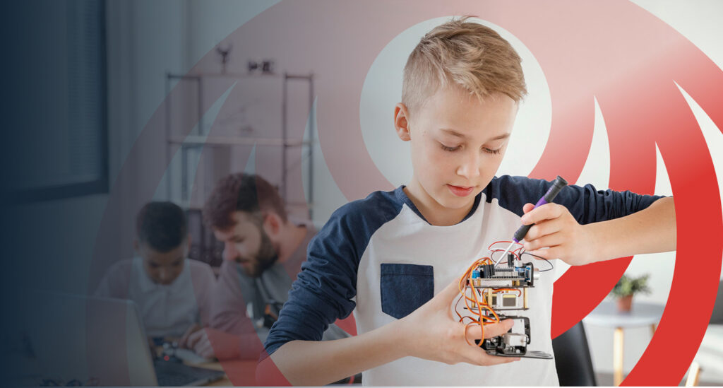 Boy assembling robotics kit – Redshift Education STEAM learning